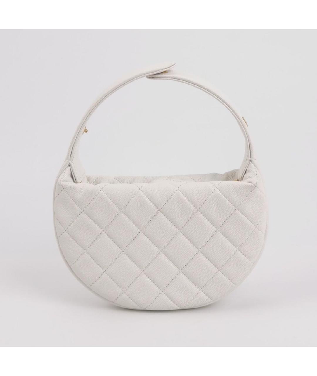CHANEL Белая кожаная сумка с короткими ручками, фото 4