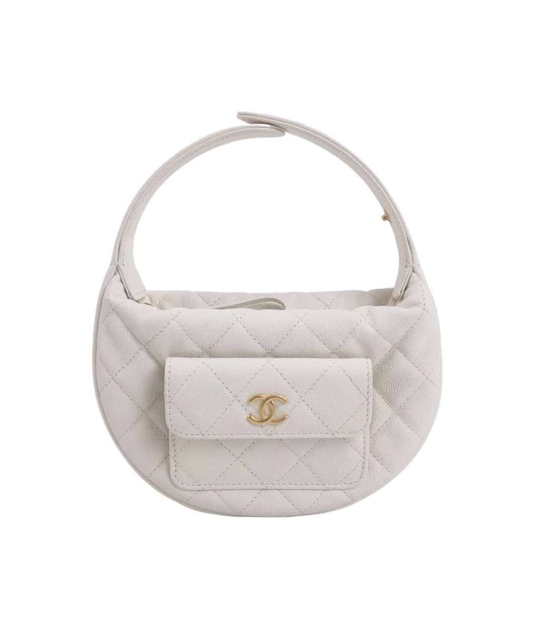 CHANEL Белая кожаная сумка с короткими ручками, фото 9
