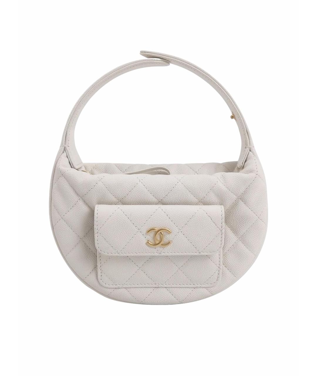 CHANEL Белая кожаная сумка с короткими ручками, фото 1