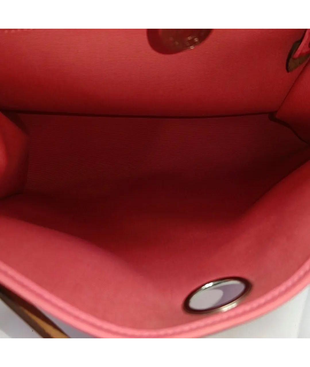 HERMES Коралловая тканевая сумка через плечо, фото 6