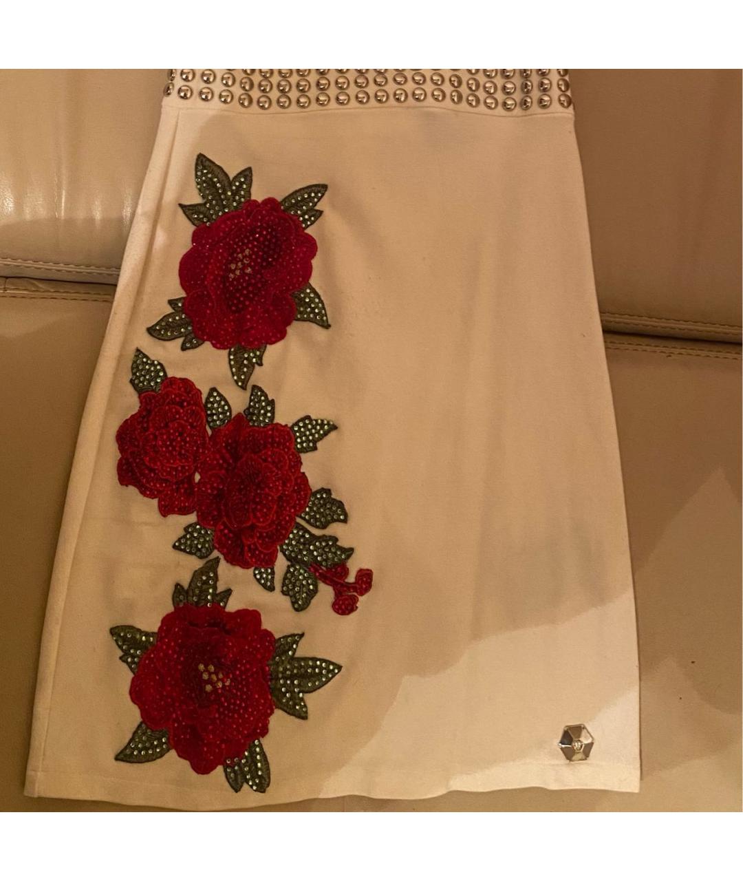 PHILIPP PLEIN Белое хлопко-эластановое коктейльное платье, фото 3