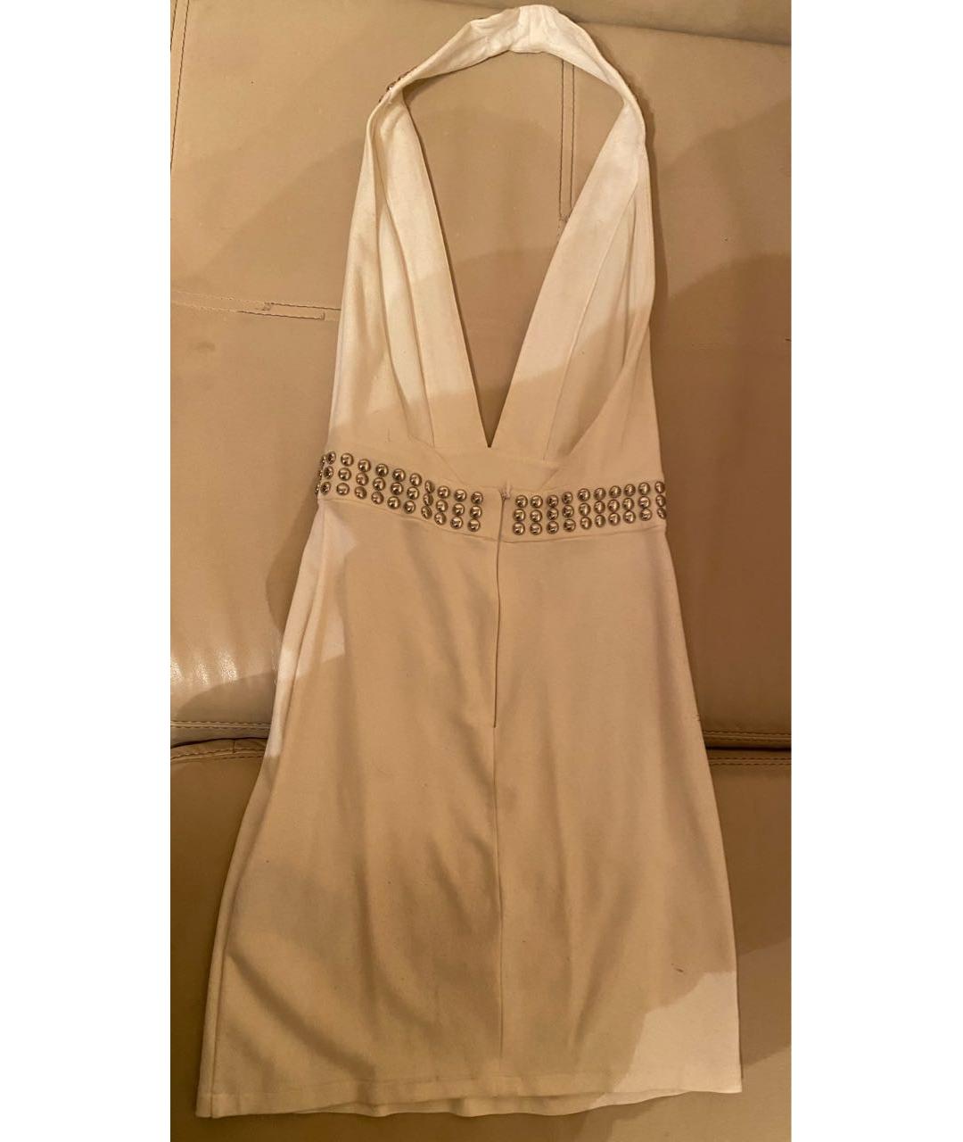 PHILIPP PLEIN Белое хлопко-эластановое коктейльное платье, фото 2