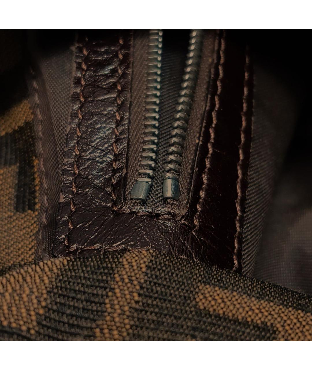 FENDI Коричневая тканевая сумка тоут, фото 7