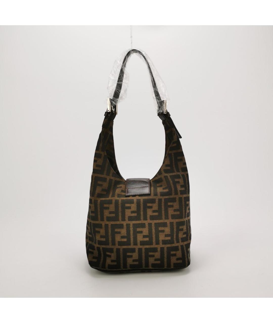 FENDI Коричневая тканевая сумка тоут, фото 4