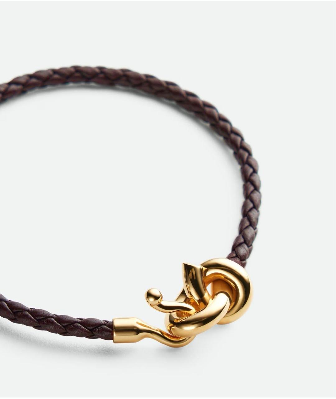 BOTTEGA VENETA Коричневый кожаный браслет, фото 3