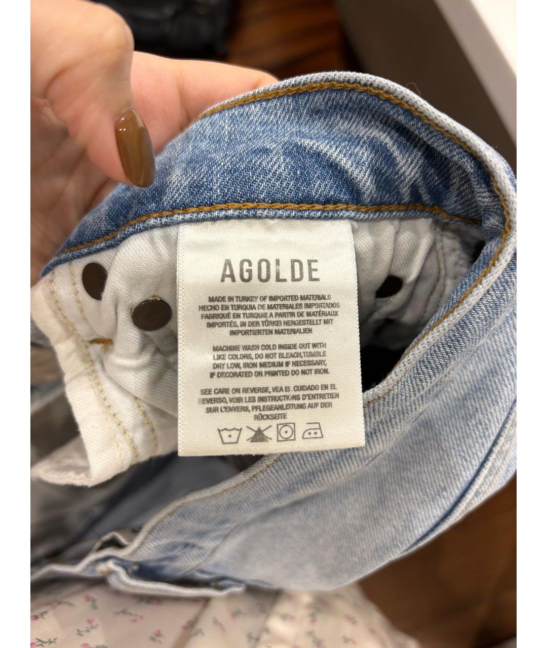 AGOLDE Голубые хлопковые прямые джинсы, фото 4