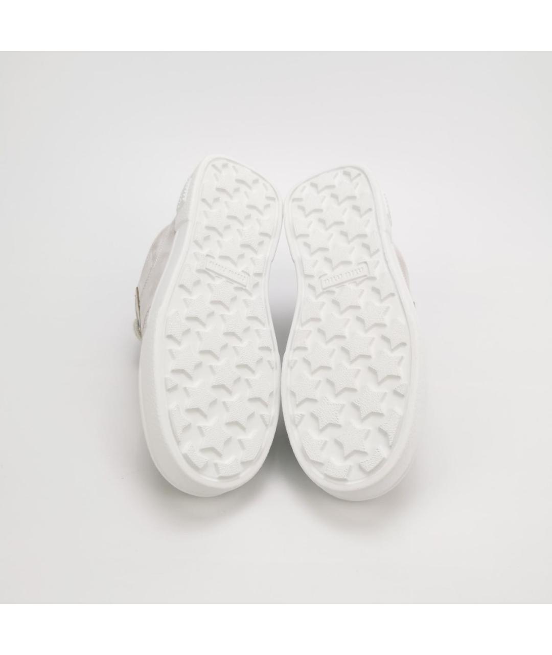 MIU MIU Бежевые кожаные кроссовки, фото 5