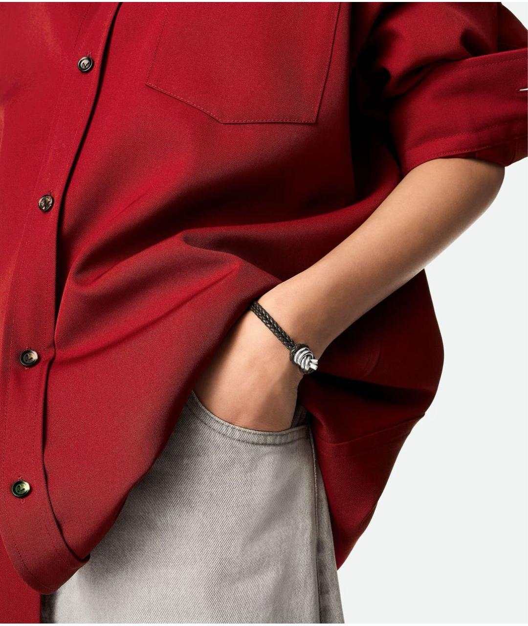 BOTTEGA VENETA Коричневый кожаный браслет, фото 4