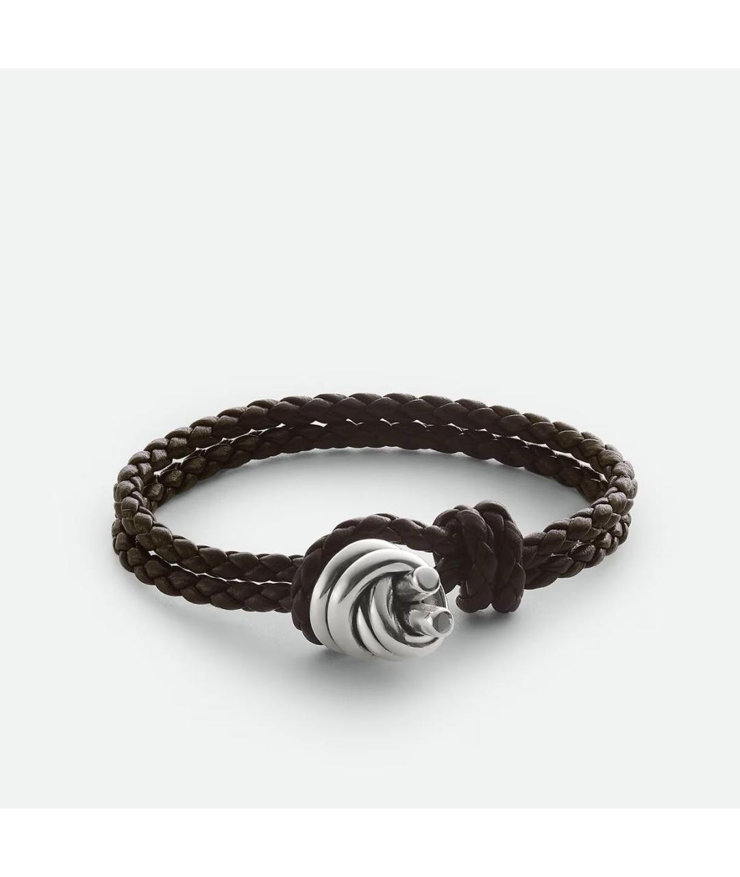 BOTTEGA VENETA Коричневый кожаный браслет, фото 5