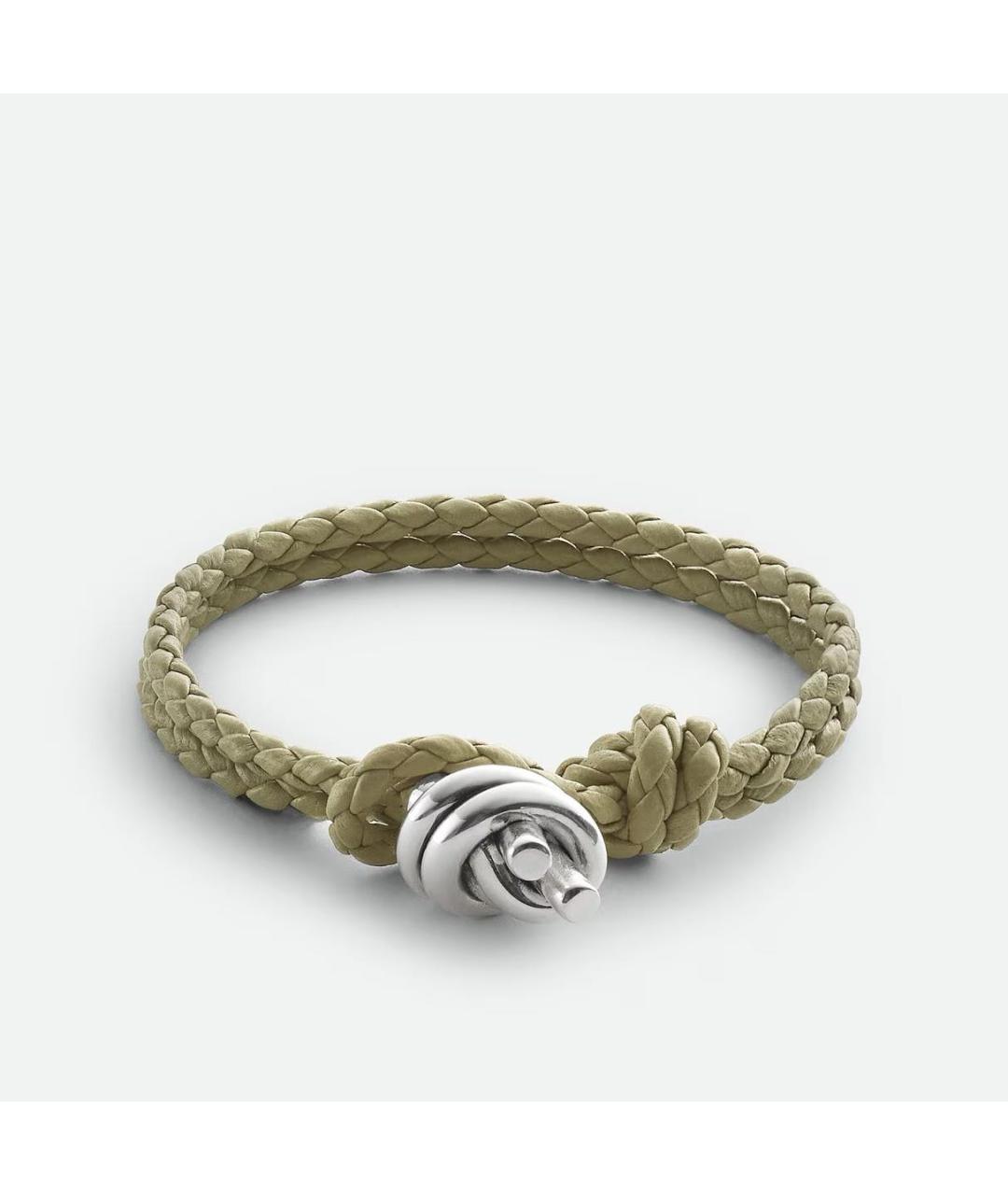 BOTTEGA VENETA Хаки кожаный браслет, фото 4