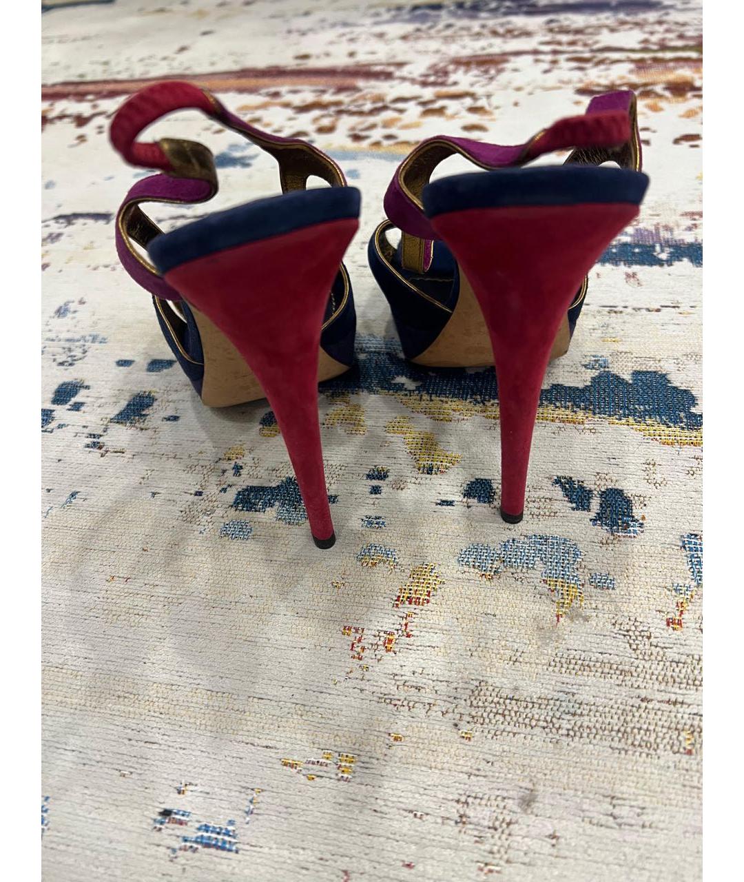 SAINT LAURENT Мульти нубуковые босоножки, фото 5