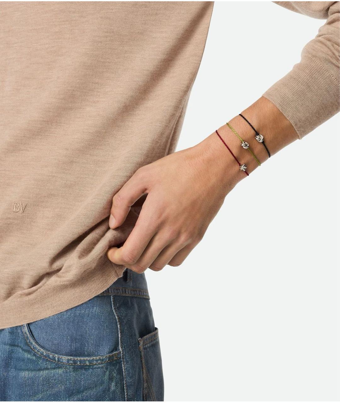 BOTTEGA VENETA Зеленый серебряный браслет, фото 2