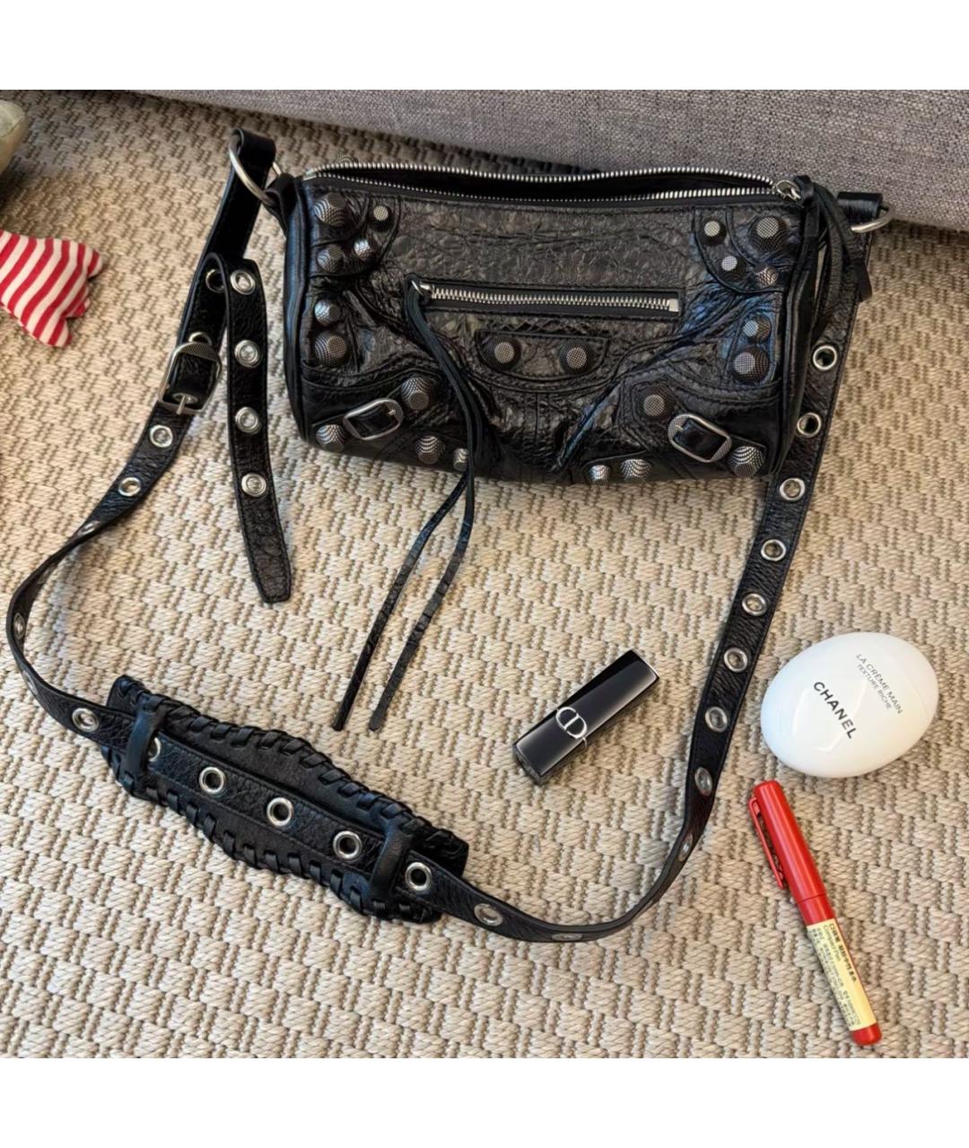 BALENCIAGA Черная кожаная сумка через плечо, фото 4