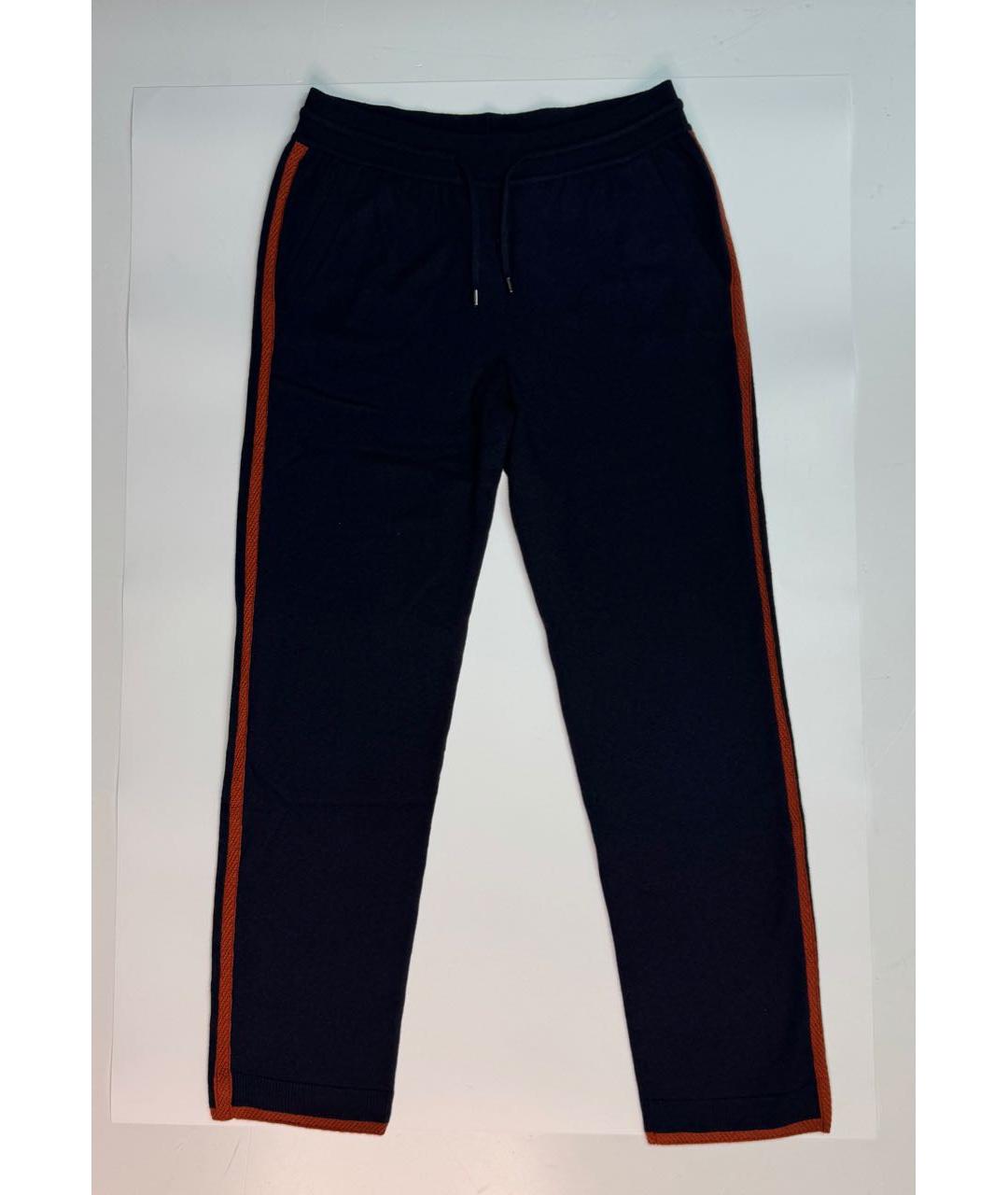 LORO PIANA Темно-синие кашемировые прямые брюки, фото 4