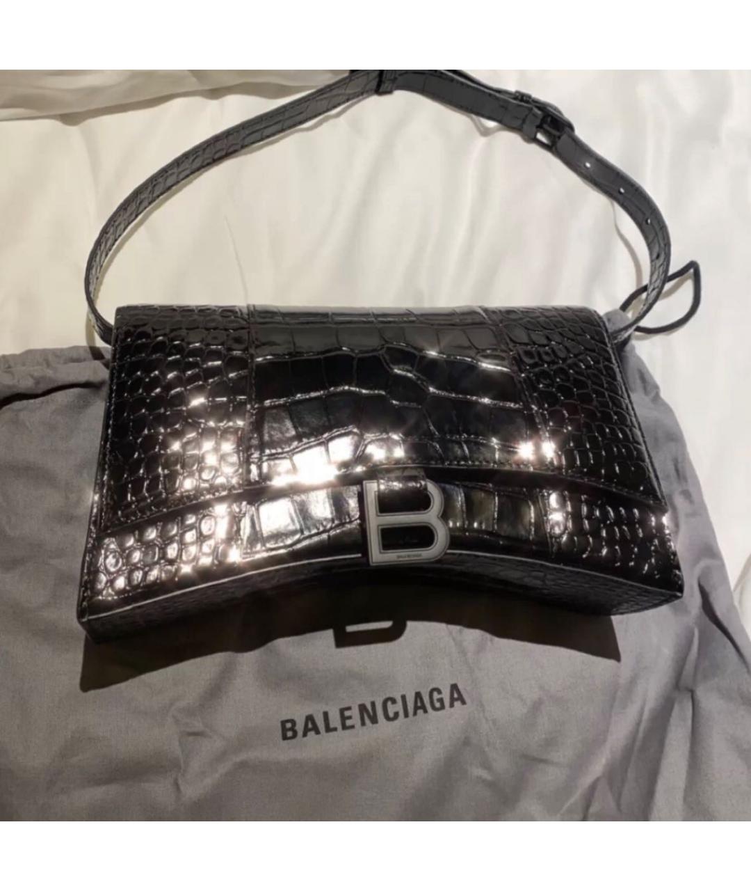 BALENCIAGA Черная кожаная сумка через плечо, фото 4