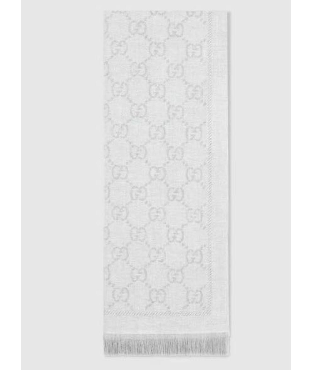 GUCCI Серый шерстяной шарф, фото 3