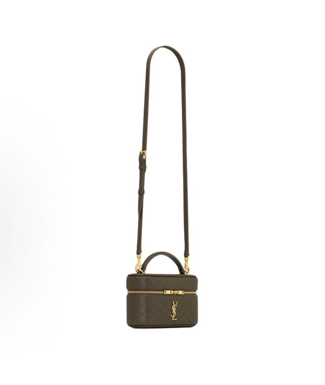SAINT LAURENT Хаки кожаная сумка через плечо, фото 2