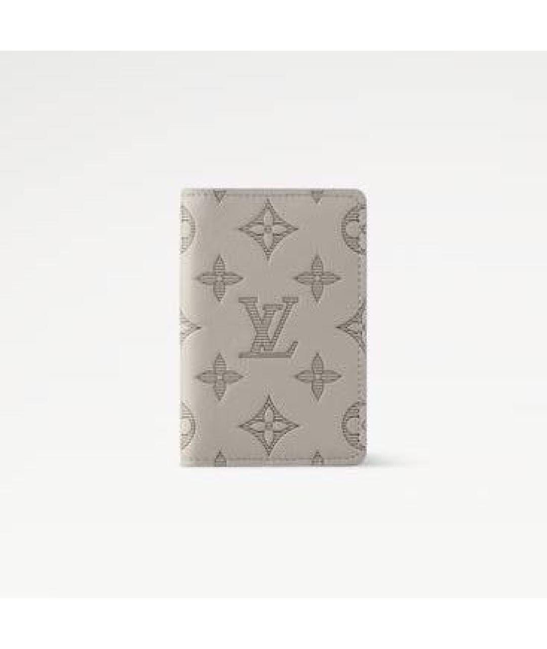 LOUIS VUITTON Серый кожаный кардхолдер, фото 5