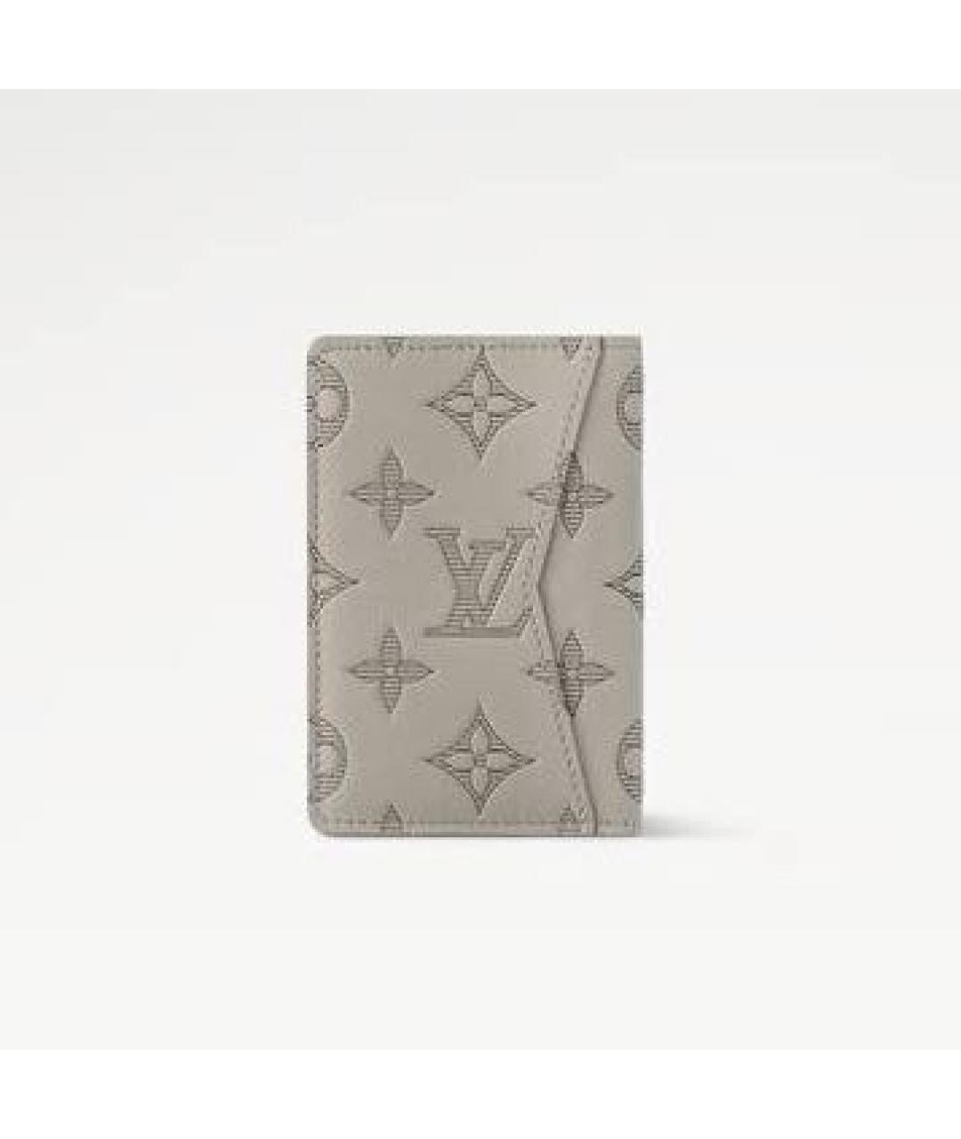 LOUIS VUITTON Серый кожаный кардхолдер, фото 4