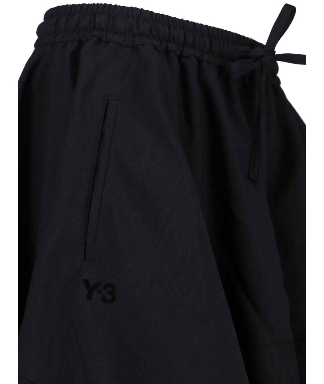 Y-3 Черная полиэстеровая юбка миди, фото 4
