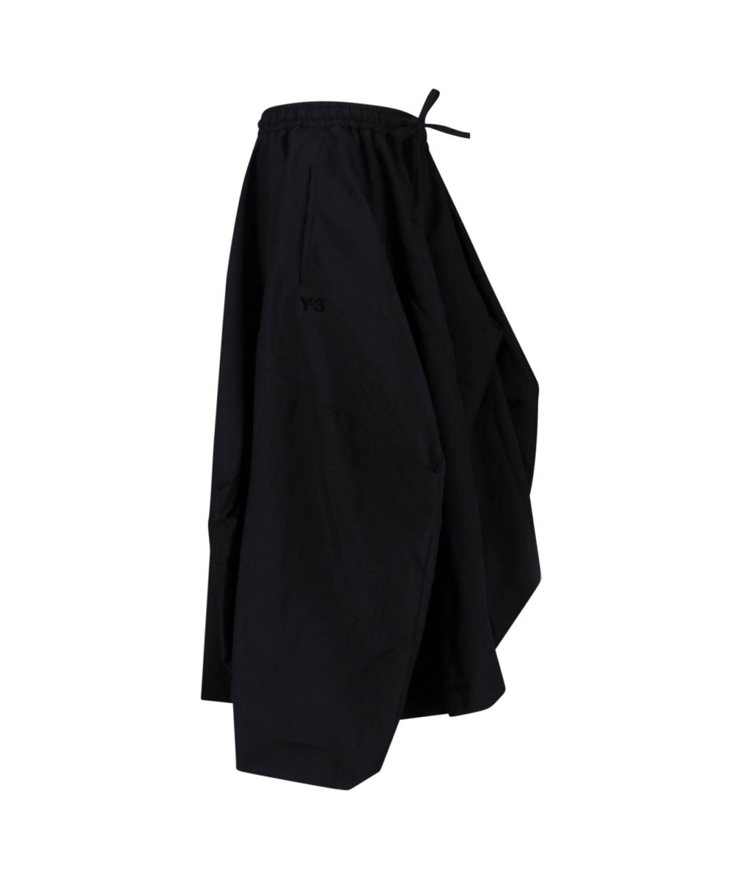 Y-3 Черная полиэстеровая юбка миди, фото 3