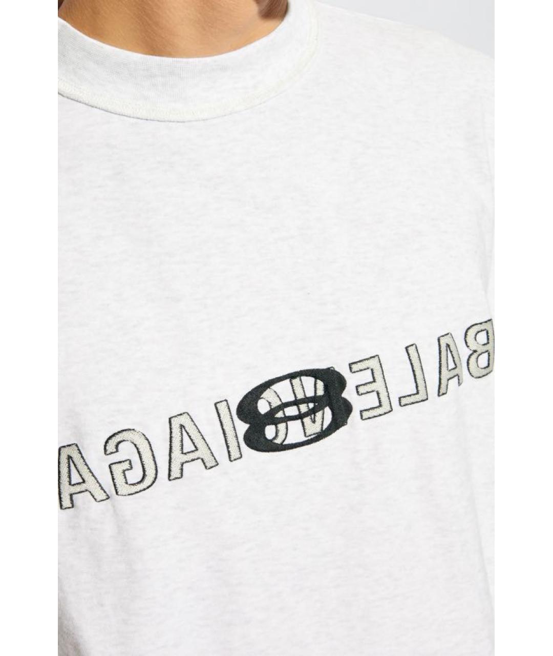 BALENCIAGA Серая хлопковая футболка, фото 2