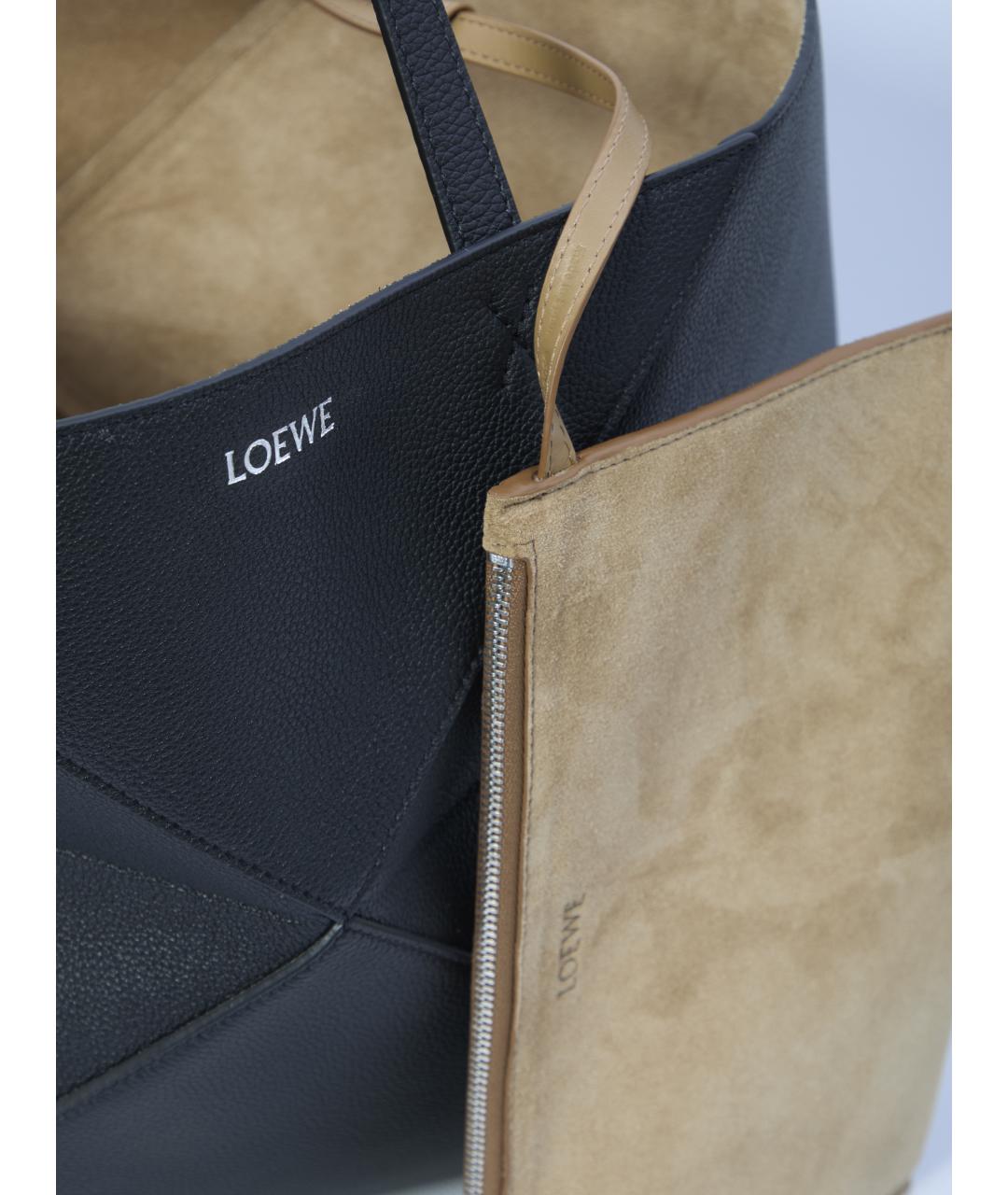 LOEWE Черная кожаная сумка тоут, фото 5