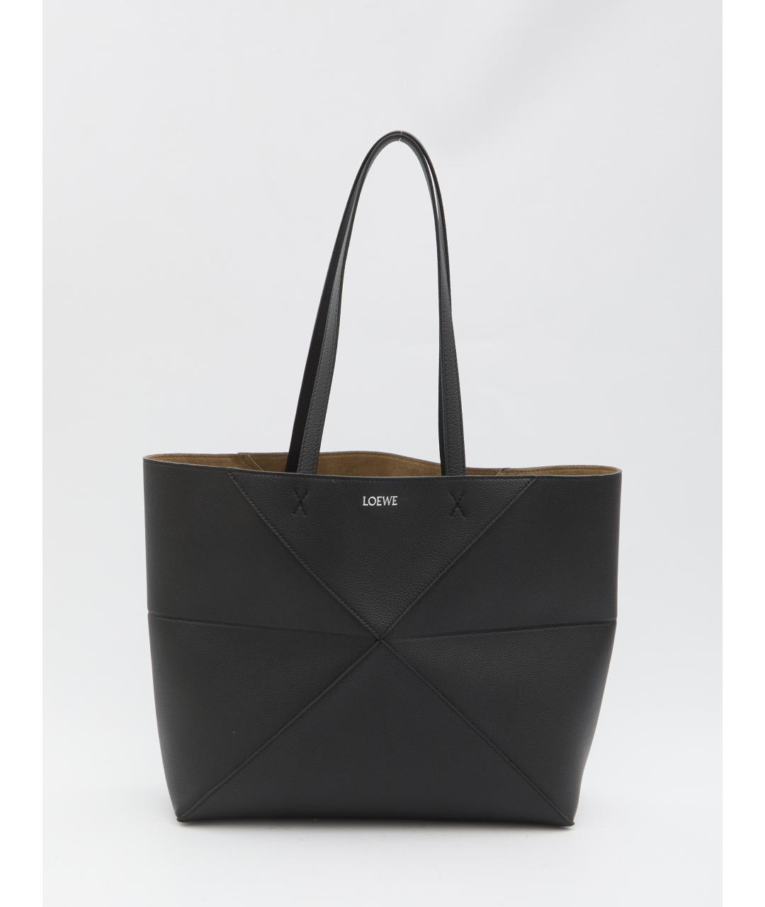 LOEWE Черная кожаная сумка тоут, фото 2