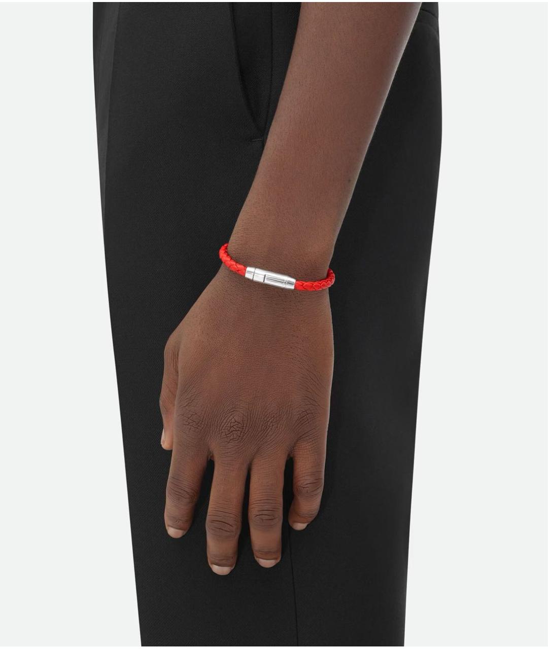 BOTTEGA VENETA Красный кожаный браслет, фото 2