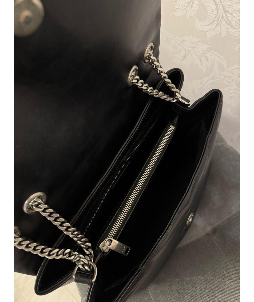 SAINT LAURENT Черная кожаная сумка тоут, фото 4