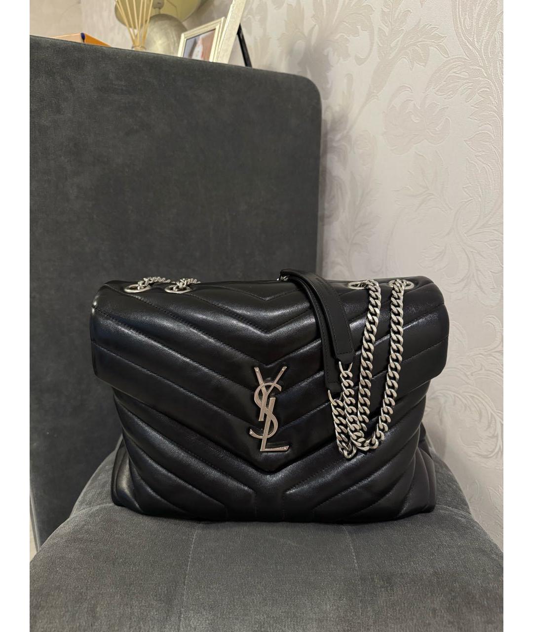 SAINT LAURENT Черная кожаная сумка тоут, фото 5