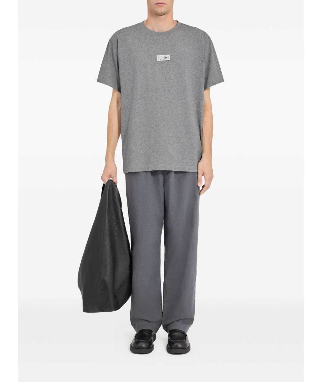 MM6 MAISON MARGIELA Серая хлопковая футболка, фото 3