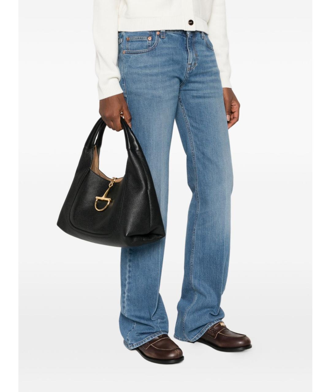 GUCCI Черная кожаная сумка тоут, фото 5