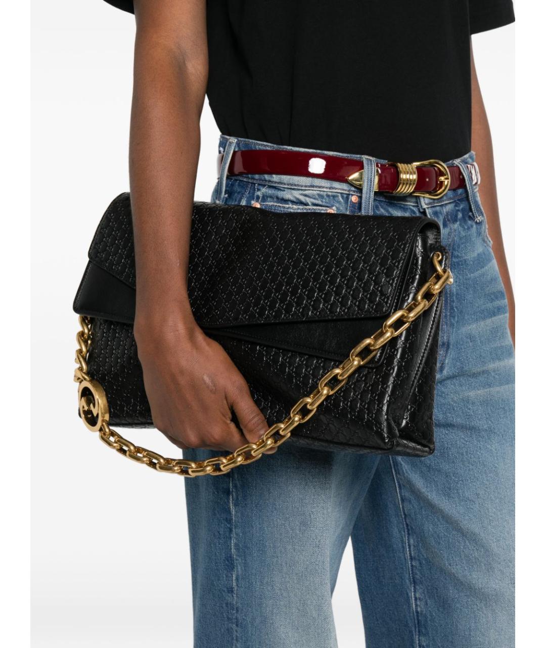 GUCCI Черная кожаная сумка через плечо, фото 2