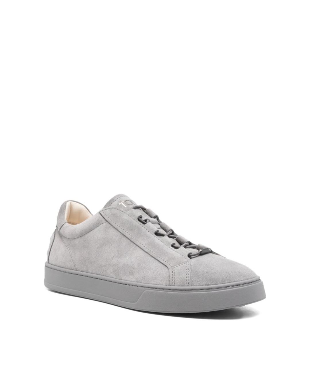TOD'S Серые замшевые низкие кроссовки / кеды, фото 2