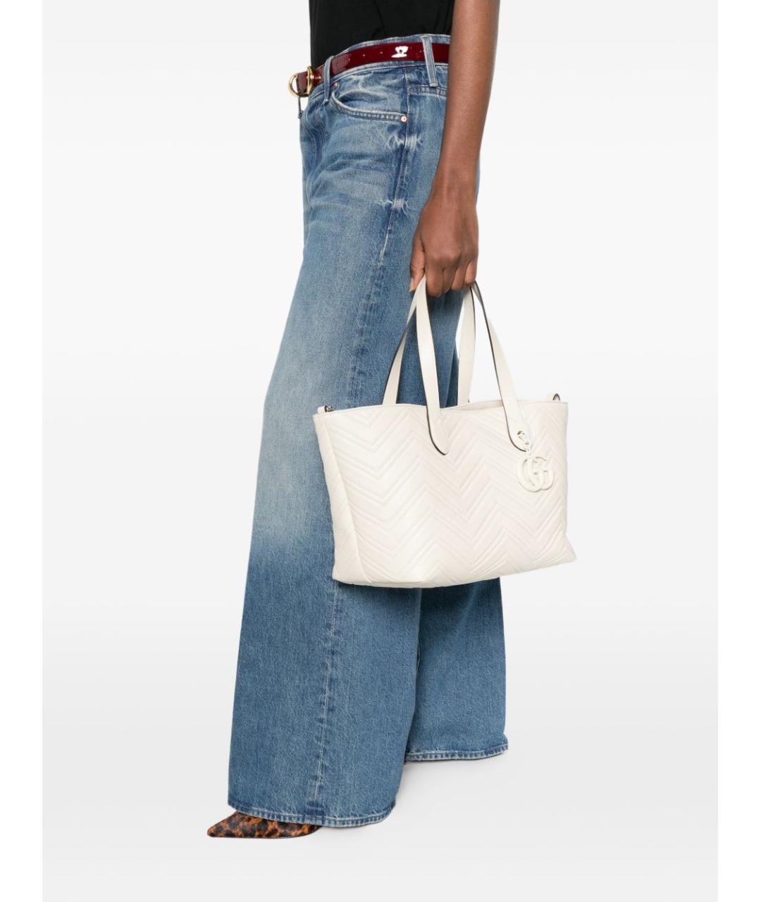 GUCCI Бежевая кожаная сумка тоут, фото 3