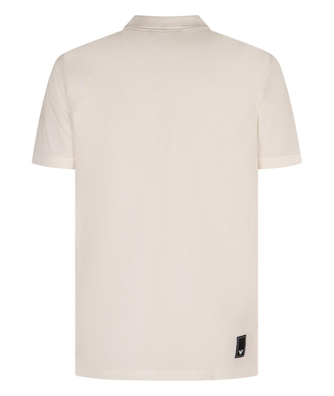 EMPORIO ARMANI Белое хлопковое поло с коротким рукавом, фото 2