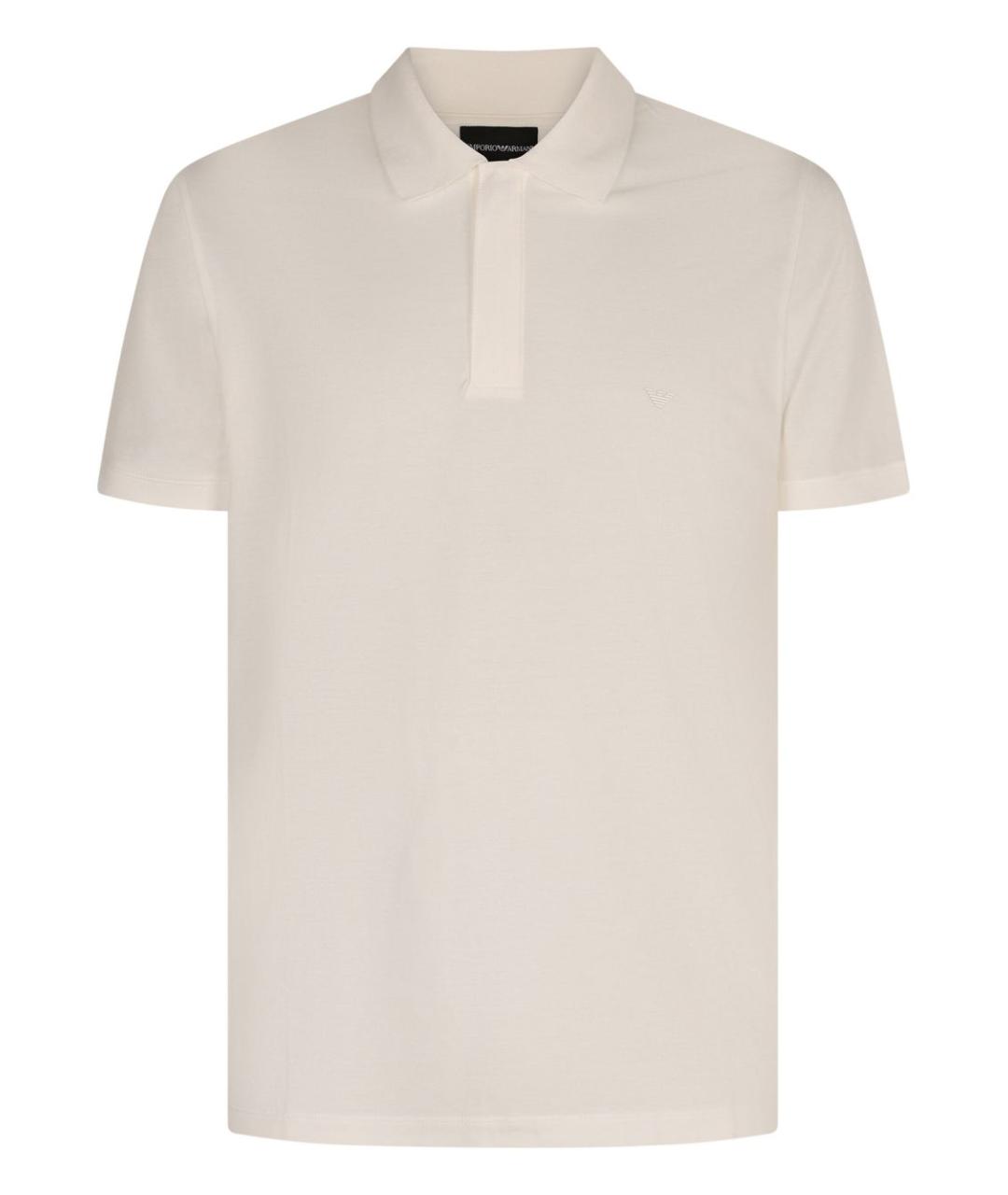 EMPORIO ARMANI Белое хлопковое поло с коротким рукавом, фото 1
