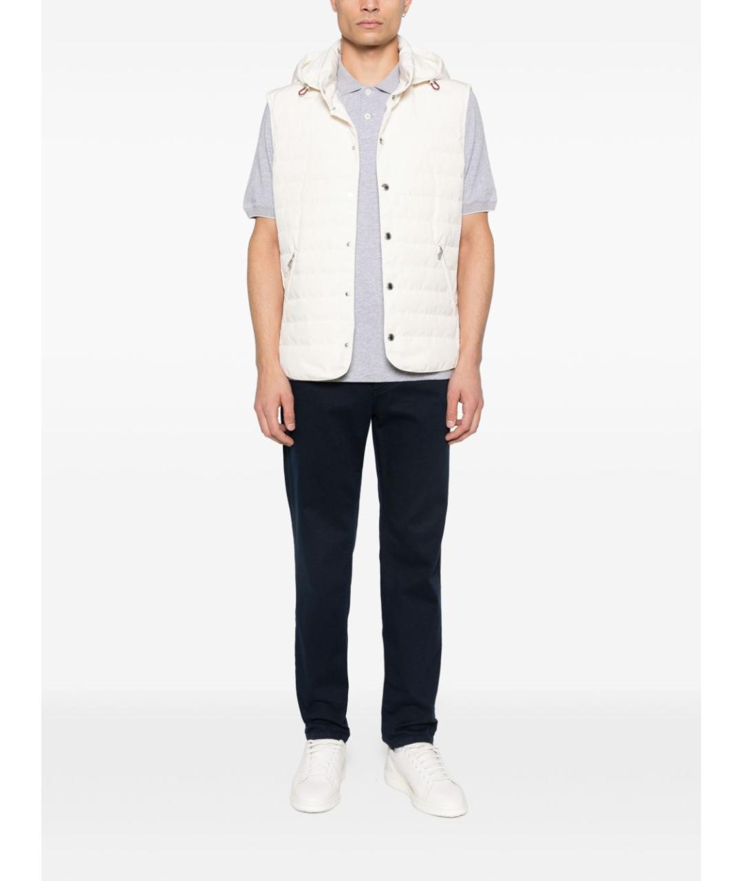 BRUNELLO CUCINELLI Серое хлопковое поло с коротким рукавом, фото 4