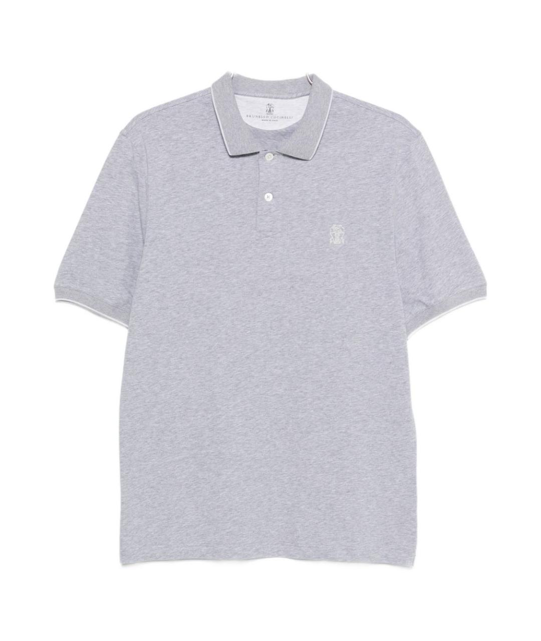 BRUNELLO CUCINELLI Серое хлопковое поло с коротким рукавом, фото 1