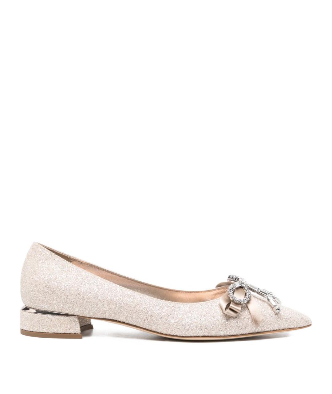 JIMMY CHOO Золотые кожаные балетки, фото 1