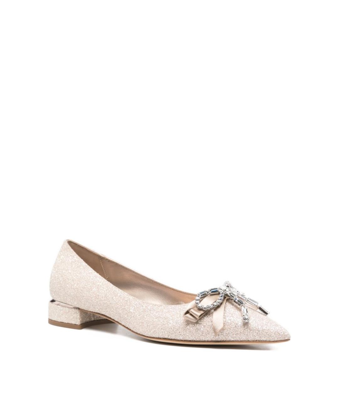 JIMMY CHOO Золотые кожаные балетки, фото 2