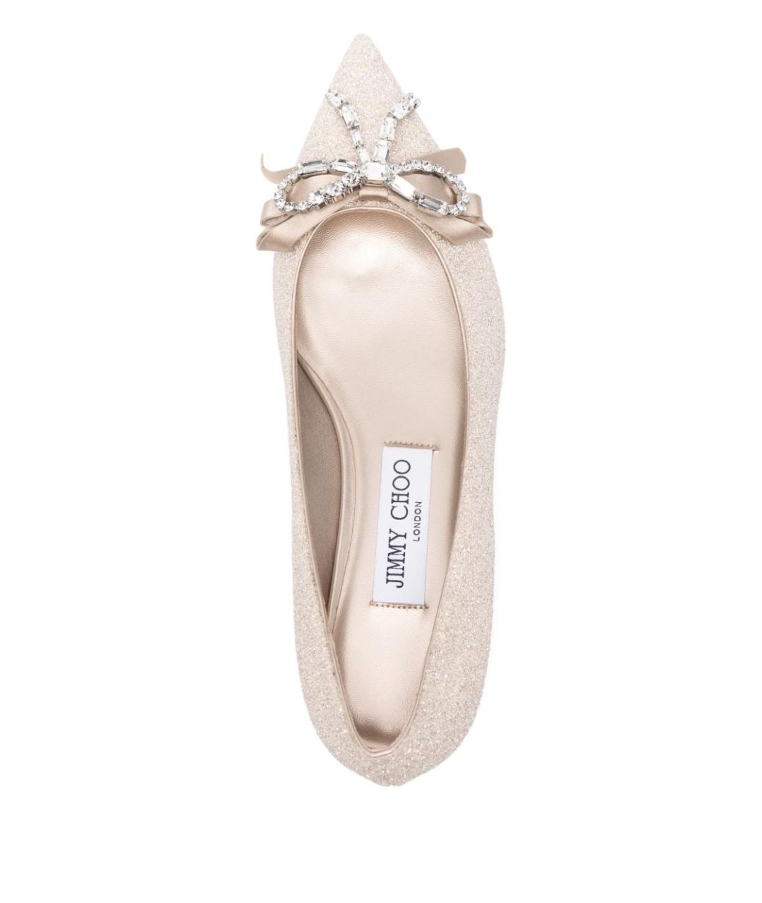 JIMMY CHOO Золотые кожаные балетки, фото 3