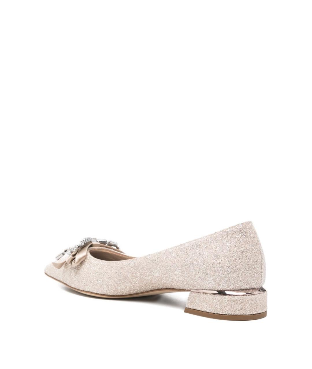 JIMMY CHOO Золотые кожаные балетки, фото 4