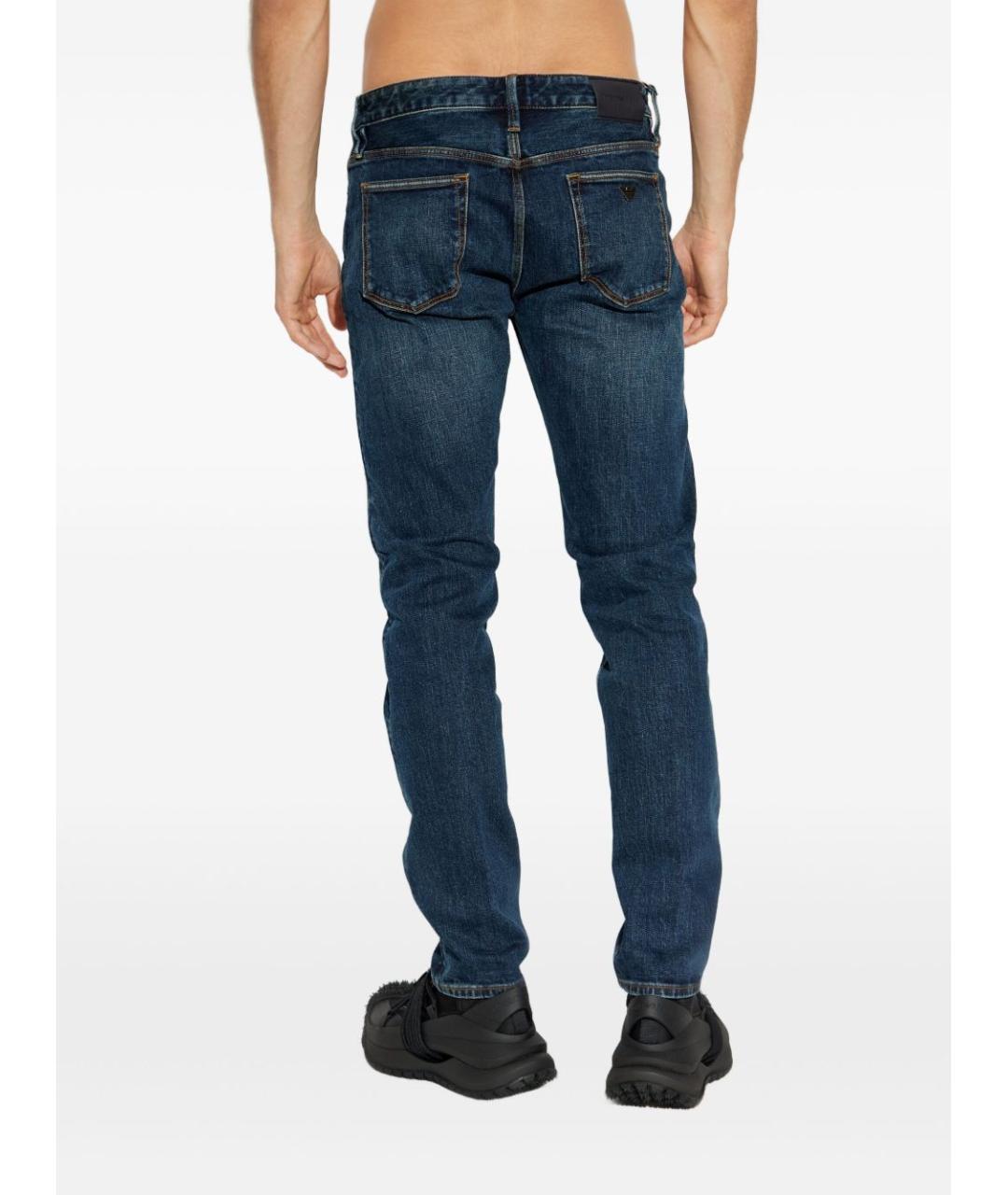 EMPORIO ARMANI Синие хлопковые прямые джинсы, фото 3