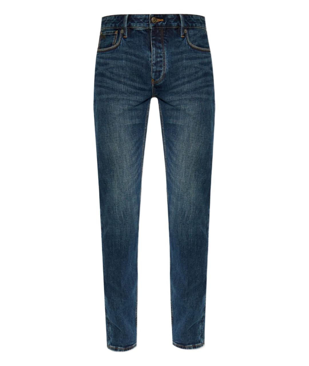 EMPORIO ARMANI Синие хлопковые прямые джинсы, фото 1