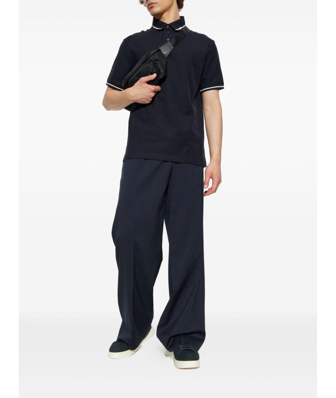 EMPORIO ARMANI Синее хлопковое поло с коротким рукавом, фото 5