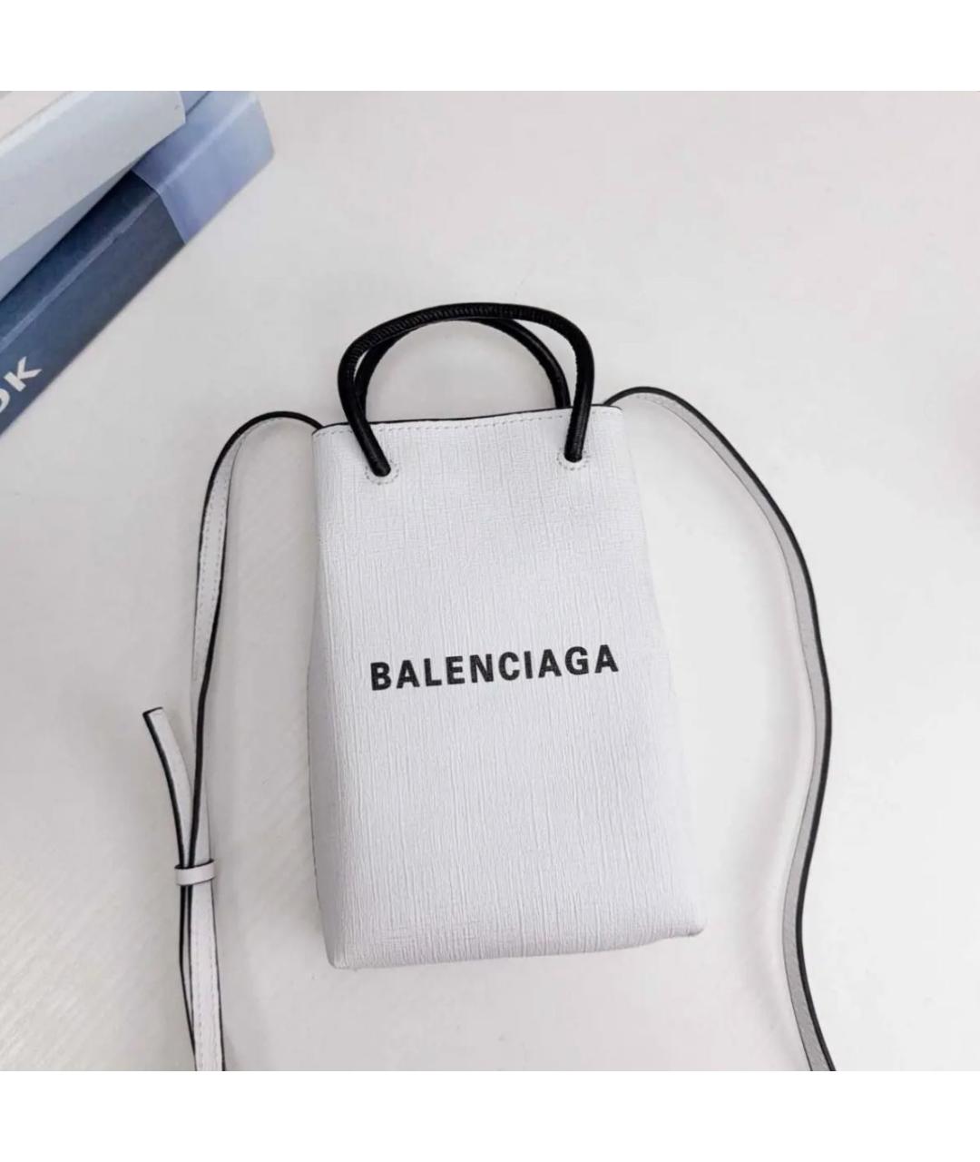 BALENCIAGA Белая кожаная сумка через плечо, фото 4