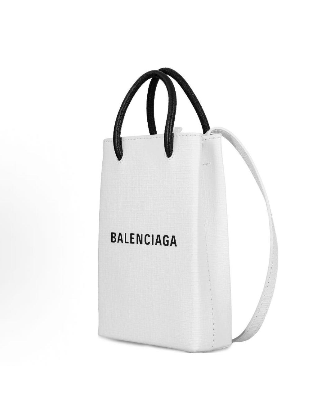 BALENCIAGA Белая кожаная сумка через плечо, фото 2
