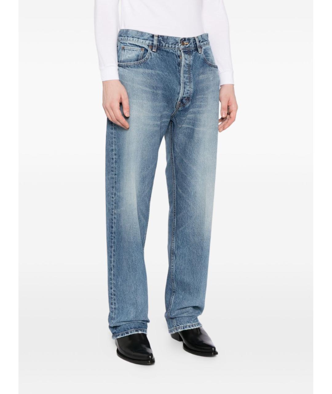 CELINE Голубые хлопковые прямые джинсы, фото 4